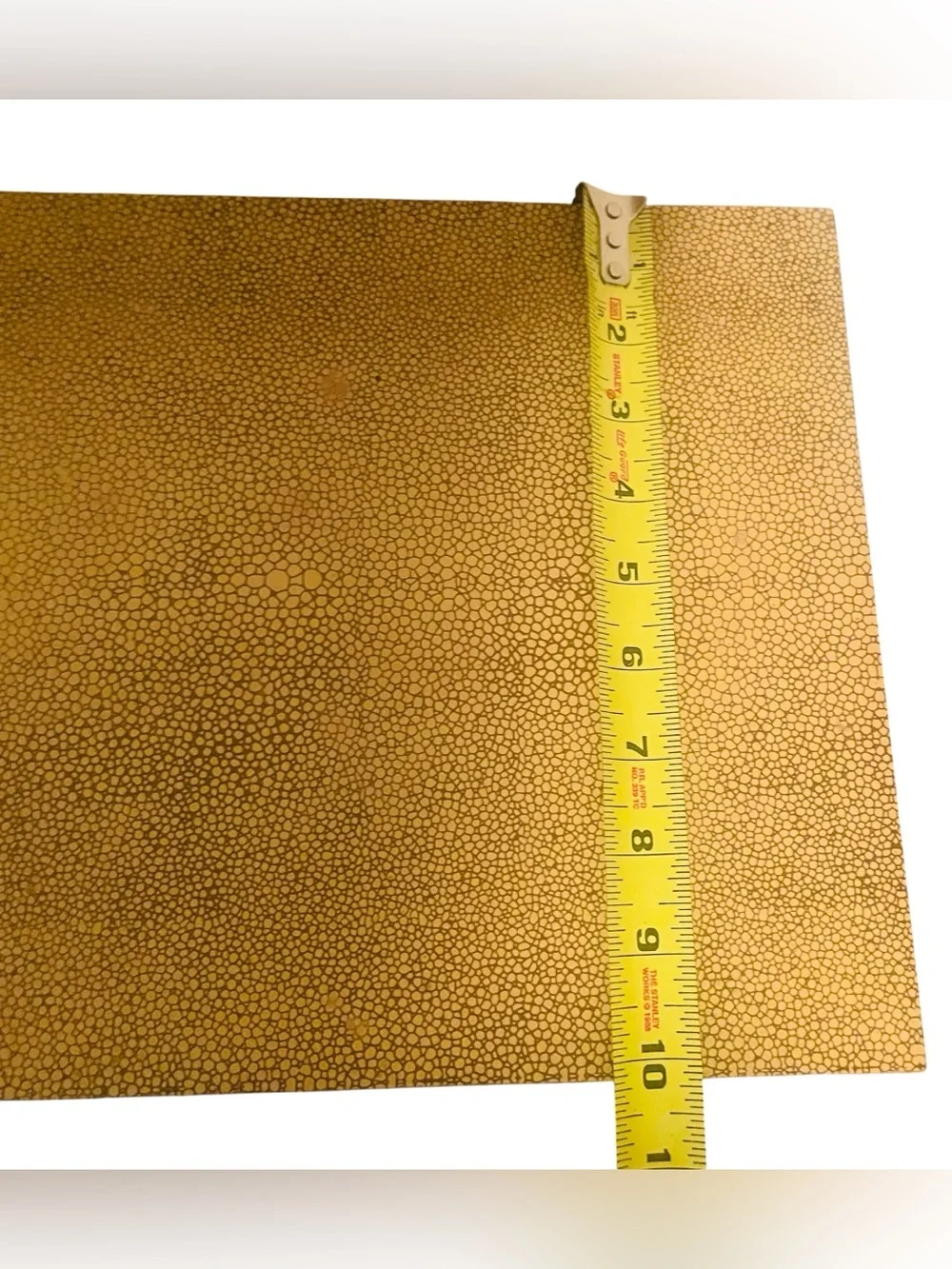 Global Views Faux Shagreen Locking Jewelry Box Mirror Key 14” Camel Brown
